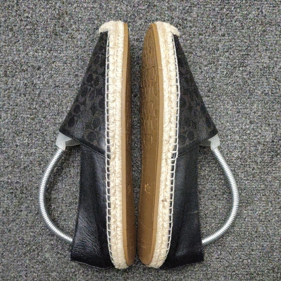 Coach "Carley" Signature Black Leather Espadrille Flats #C6763 - Picture 5 of 12